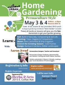 Urban Home Gardening - Permaculture Style May3-4 Denver